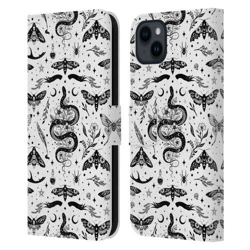 Episodic Drawing Pattern Flash Tattoo Leather Book Wallet Case Cover For Apple iPhone 15 Plus