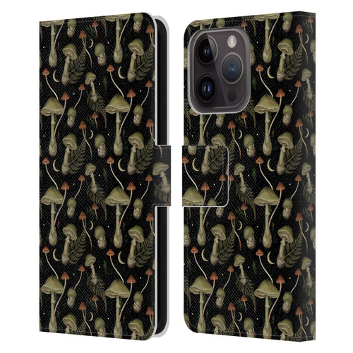 Episodic Drawing Pattern Death Cap Leather Book Wallet Case Cover For Apple iPhone 15 Pro