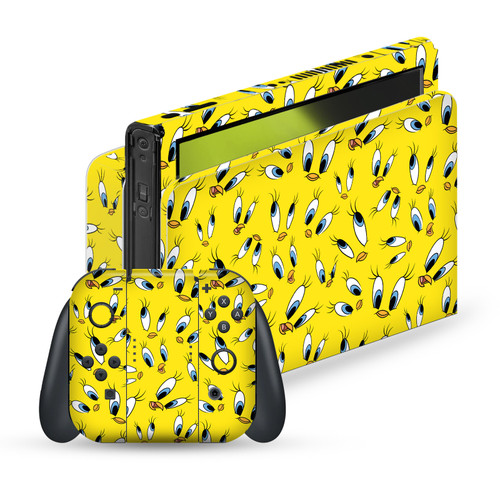 Looney Tunes Graphics and Characters Tweety Pattern Vinyl Sticker Skin Decal Cover for Nintendo Switch OLED Bundle
