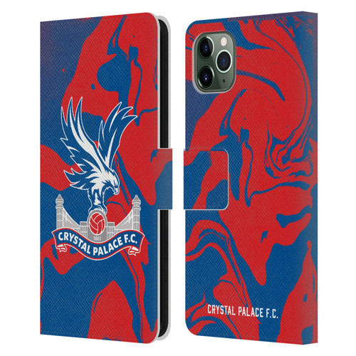 Crystal Palace FC Crest Red And Blue Marble Leather Book Wallet Case Cover For Apple iPhone 11 Pro Max