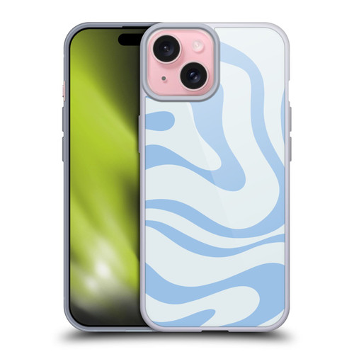 Kierkegaard Design Studio Art Blue Abstract Swirl Pattern Soft Gel Case for Apple iPhone 15