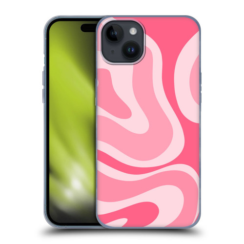 Kierkegaard Design Studio Art Modern Liquid Swirl Candy Pink Soft Gel Case for Apple iPhone 15 Plus