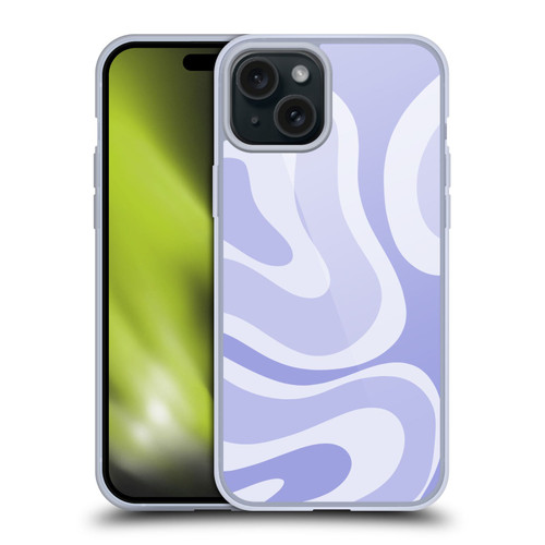 Kierkegaard Design Studio Art Modern Liquid Swirl Purple Soft Gel Case for Apple iPhone 15 Plus