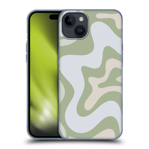 Kierkegaard Design Studio Art Retro Swirl Abstract Sage Soft Gel Case for Apple iPhone 15 Plus