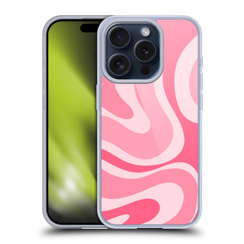 Kierkegaard Design Studio Art Modern Liquid Swirl Candy Pink Soft Gel Case for Apple iPhone 15 Pro