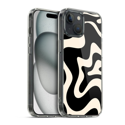 Kierkegaard Design Studio Retro Abstract Patterns Black Almond Cream Swirl Soft Gel Case for Apple iPhone 15 & MagSafe