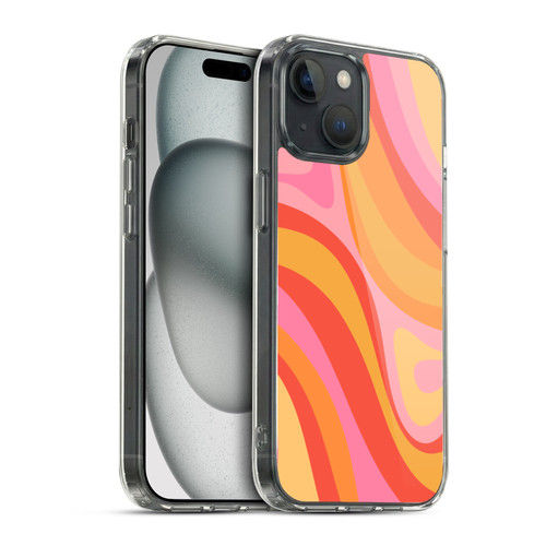 Kierkegaard Design Studio Retro Abstract Patterns Pink Orange Yellow Swirl Soft Gel Case for Apple iPhone 15 & MagSafe