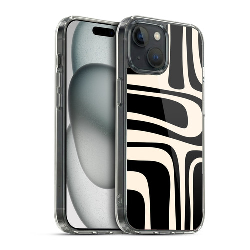 Kierkegaard Design Studio Retro Abstract Patterns Palm Springs Black Cream Soft Gel Case for Apple iPhone 15 & MagSafe