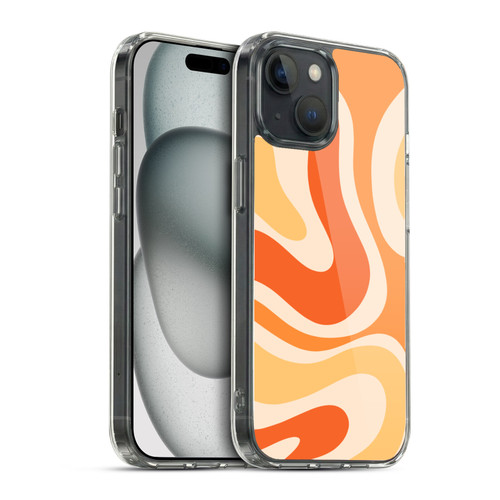Kierkegaard Design Studio Retro Abstract Patterns Modern Orange Tangerine Swirl Soft Gel Case for Apple iPhone 15 & MagSafe