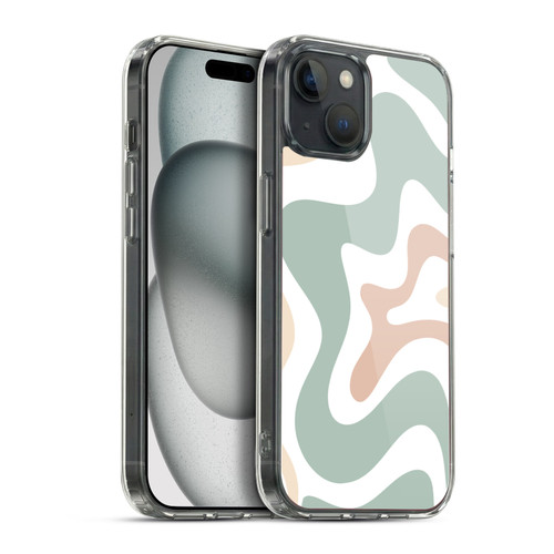 Kierkegaard Design Studio Retro Abstract Patterns Celadon Sage Swirl Soft Gel Case for Apple iPhone 15 Plus & MagSafe