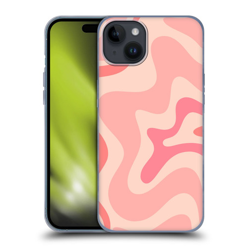 Kierkegaard Design Studio Retro Abstract Patterns Soft Pink Liquid Swirl Soft Gel Case for Apple iPhone 15 Plus