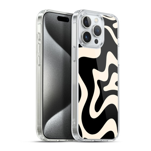 Kierkegaard Design Studio Retro Abstract Patterns Black Almond Cream Swirl Soft Gel Case for Apple iPhone 15 Pro Max & MagSafe