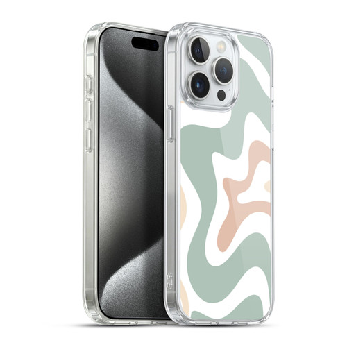 Kierkegaard Design Studio Retro Abstract Patterns Celadon Sage Swirl Soft Gel Case for Apple iPhone 15 Pro Max & MagSafe