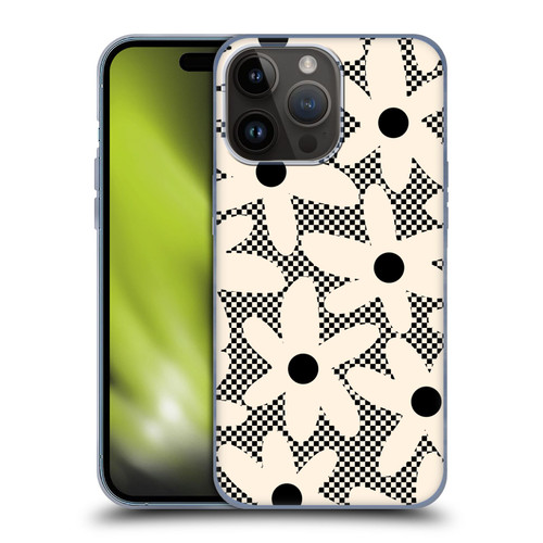 Kierkegaard Design Studio Retro Abstract Patterns Daisy Black Cream Dots Check Soft Gel Case for Apple iPhone 15 Pro Max