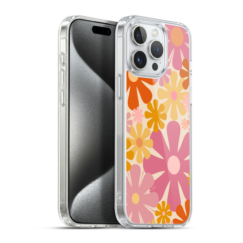 Kierkegaard Design Studio Retro Abstract Patterns Pink Orange Thulian Flowers Soft Gel Case for Apple iPhone 15 Pro Max & MagSafe