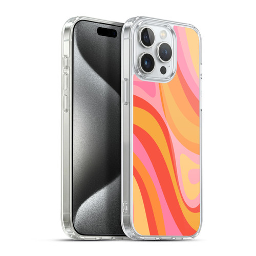 Kierkegaard Design Studio Retro Abstract Patterns Pink Orange Yellow Swirl Soft Gel Case for Apple iPhone 15 Pro Max & MagSafe