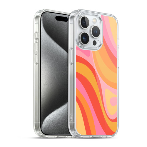 Kierkegaard Design Studio Retro Abstract Patterns Pink Orange Yellow Swirl Soft Gel Case for Apple iPhone 15 Pro & MagSafe