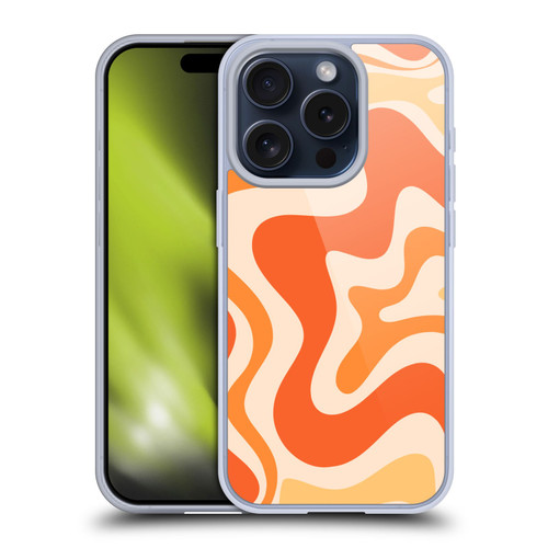 Kierkegaard Design Studio Retro Abstract Patterns Tangerine Orange Tone Soft Gel Case for Apple iPhone 15 Pro