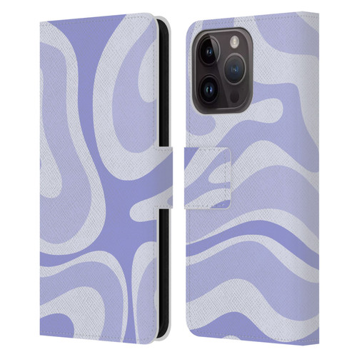 Kierkegaard Design Studio Art Modern Liquid Swirl Purple Leather Book Wallet Case Cover For Apple iPhone 15 Pro