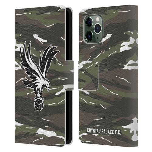 Crystal Palace FC Crest Woodland Camouflage Leather Book Wallet Case Cover For Apple iPhone 11 Pro