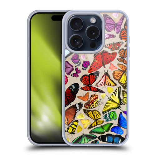 Anthony Christou Art Rainbow Butterflies Soft Gel Case for Apple iPhone 15 Pro