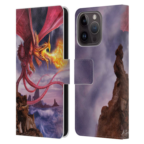 Anthony Christou Art Fire Dragon Leather Book Wallet Case Cover For Apple iPhone 15 Pro