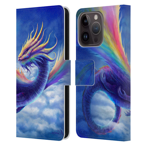 Anthony Christou Art Rainbow Dragon Leather Book Wallet Case Cover For Apple iPhone 15 Pro