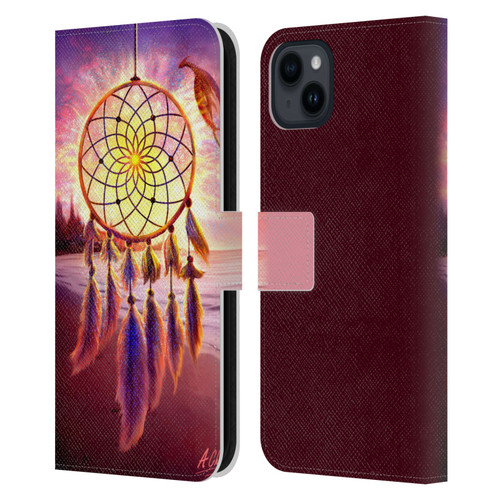 Anthony Christou Fantasy Art Beach Dragon Dream Catcher Leather Book Wallet Case Cover For Apple iPhone 15 Plus