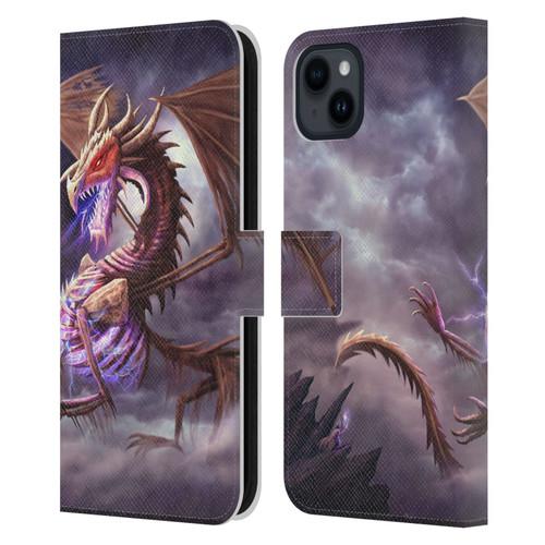 Anthony Christou Fantasy Art Bone Dragon Leather Book Wallet Case Cover For Apple iPhone 15 Plus
