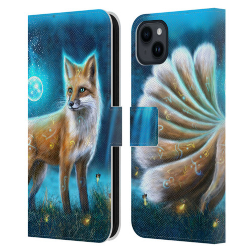 Anthony Christou Fantasy Art Magic Fox In Moonlight Leather Book Wallet Case Cover For Apple iPhone 15 Plus