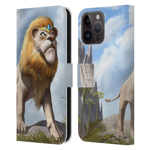 Anthony Christou Fantasy Art King Of Lions Leather Book Wallet Case Cover For Apple iPhone 15 Pro Max