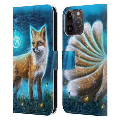 Anthony Christou Fantasy Art Magic Fox In Moonlight Leather Book Wallet Case Cover For Apple iPhone 15 Pro Max