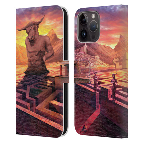 Anthony Christou Fantasy Art Minotaur In Labyrinth Leather Book Wallet Case Cover For Apple iPhone 15 Pro Max