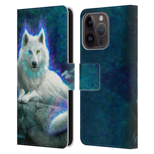 Anthony Christou Fantasy Art White Wolf Leather Book Wallet Case Cover For Apple iPhone 15 Pro