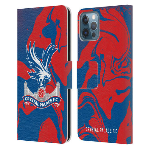 Crystal Palace FC Crest Red And Blue Marble Leather Book Wallet Case Cover For Apple iPhone 12 / iPhone 12 Pro