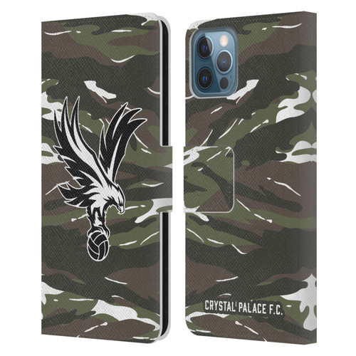 Crystal Palace FC Crest Woodland Camouflage Leather Book Wallet Case Cover For Apple iPhone 12 / iPhone 12 Pro