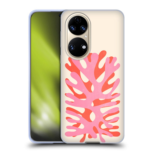 Ayeyokp Plant Pattern Two Coral Soft Gel Case for Huawei P50