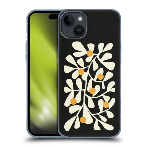 Ayeyokp Plant Pattern Summer Bloom Black Soft Gel Case for Apple iPhone 15 Plus