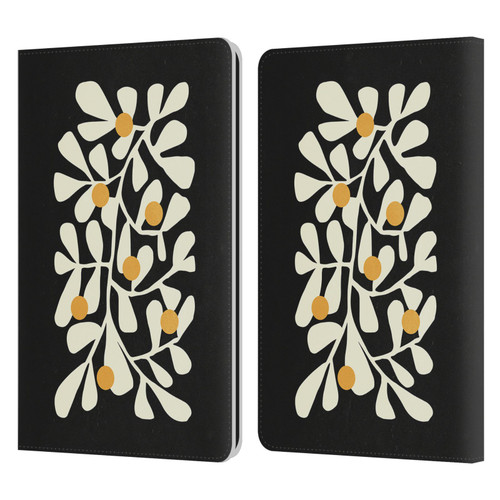 Ayeyokp Plant Pattern Summer Bloom Black Leather Book Wallet Case Cover For Amazon Kindle Paperwhite 1 / 2 / 3