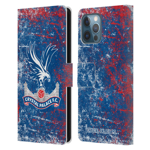 Crystal Palace FC Crest Distressed Leather Book Wallet Case Cover For Apple iPhone 12 Pro Max