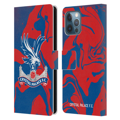 Crystal Palace FC Crest Red And Blue Marble Leather Book Wallet Case Cover For Apple iPhone 12 Pro Max
