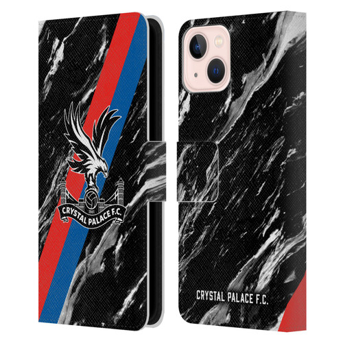 Crystal Palace FC Crest Black Marble Leather Book Wallet Case Cover For Apple iPhone 13