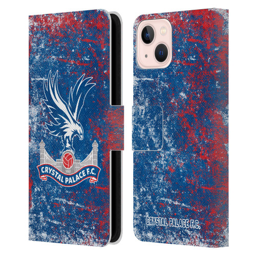 Crystal Palace FC Crest Distressed Leather Book Wallet Case Cover For Apple iPhone 13