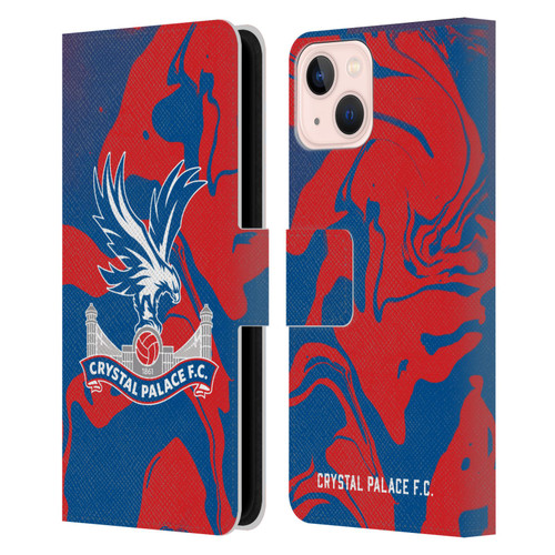 Crystal Palace FC Crest Red And Blue Marble Leather Book Wallet Case Cover For Apple iPhone 13