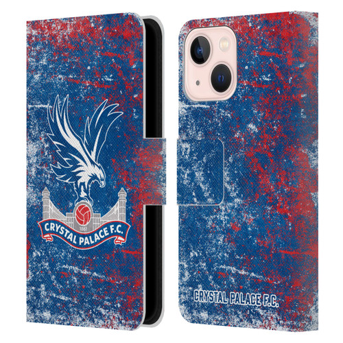 Crystal Palace FC Crest Distressed Leather Book Wallet Case Cover For Apple iPhone 13 Mini