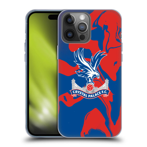 Crystal Palace FC Crest Red And Blue Marble Soft Gel Case for Apple iPhone 14 Pro Max