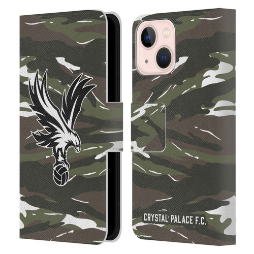 Crystal Palace FC Crest Woodland Camouflage Leather Book Wallet Case Cover For Apple iPhone 13 Mini