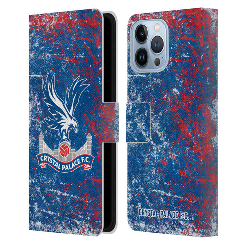 Crystal Palace FC Crest Distressed Leather Book Wallet Case Cover For Apple iPhone 13 Pro Max
