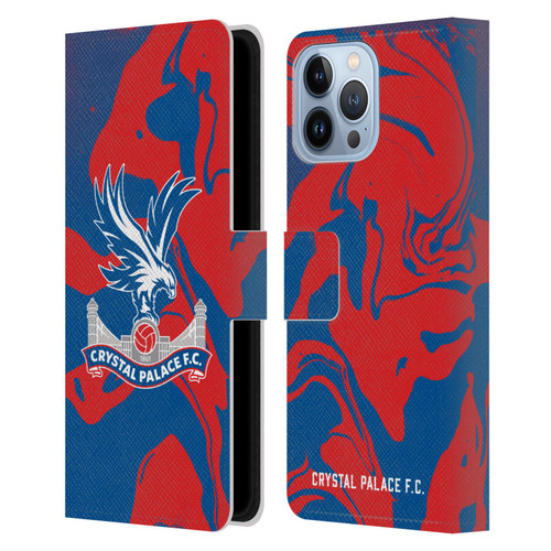 Crystal Palace FC Crest Red And Blue Marble Leather Book Wallet Case Cover For Apple iPhone 13 Pro Max