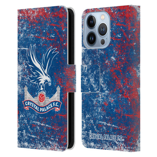 Crystal Palace FC Crest Distressed Leather Book Wallet Case Cover For Apple iPhone 13 Pro